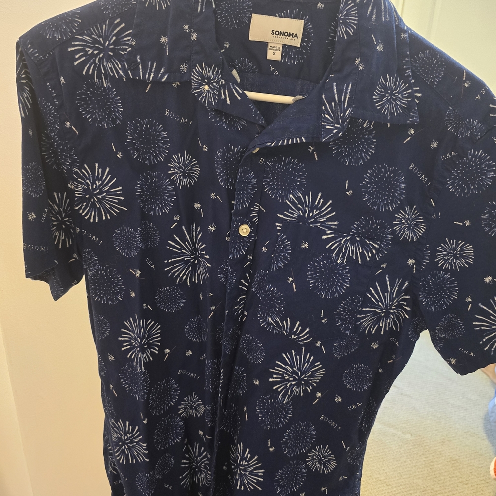 Sonoma Blue and White Casual Button Down Shirt